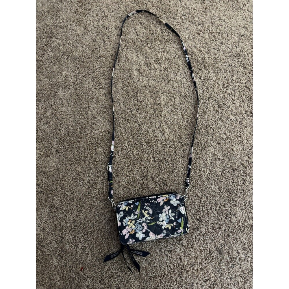 Vera Bradley Wild Flowers All In One Crossbody Wallet Navy